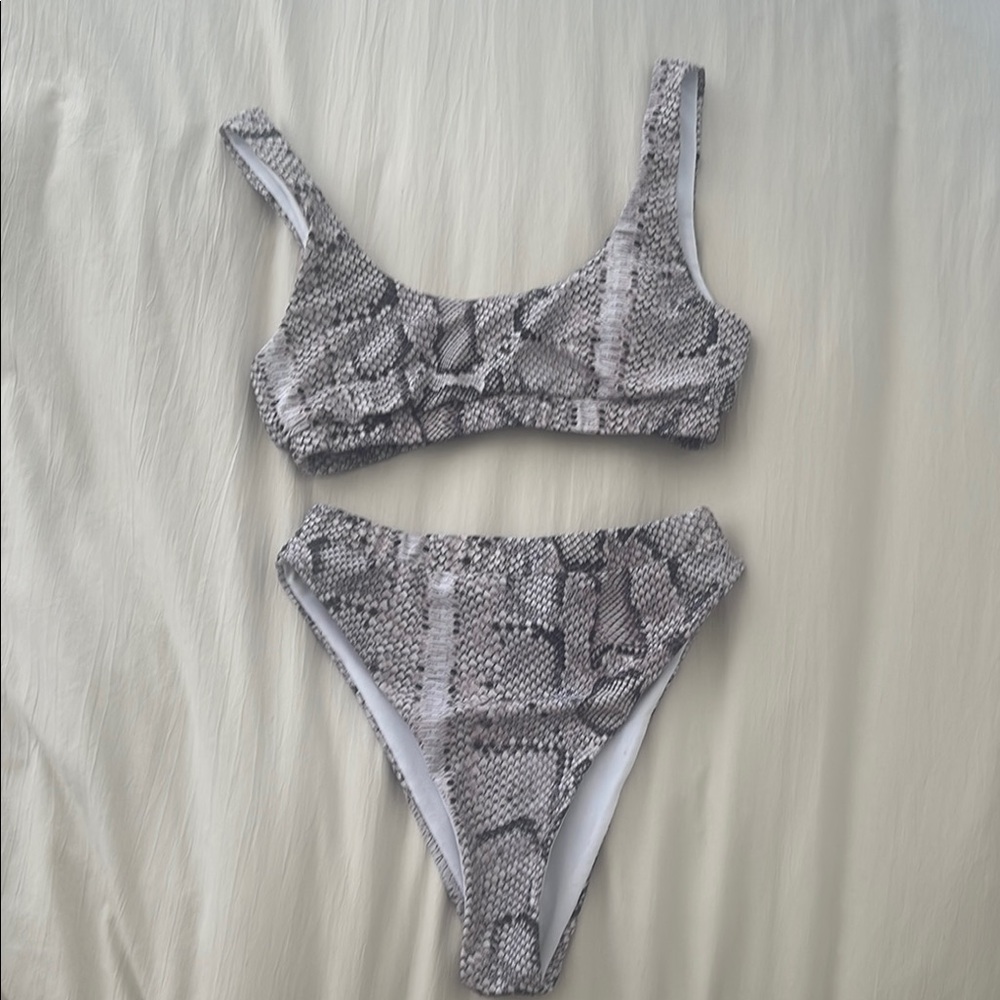 High Leg Snake Print Bikini Set
